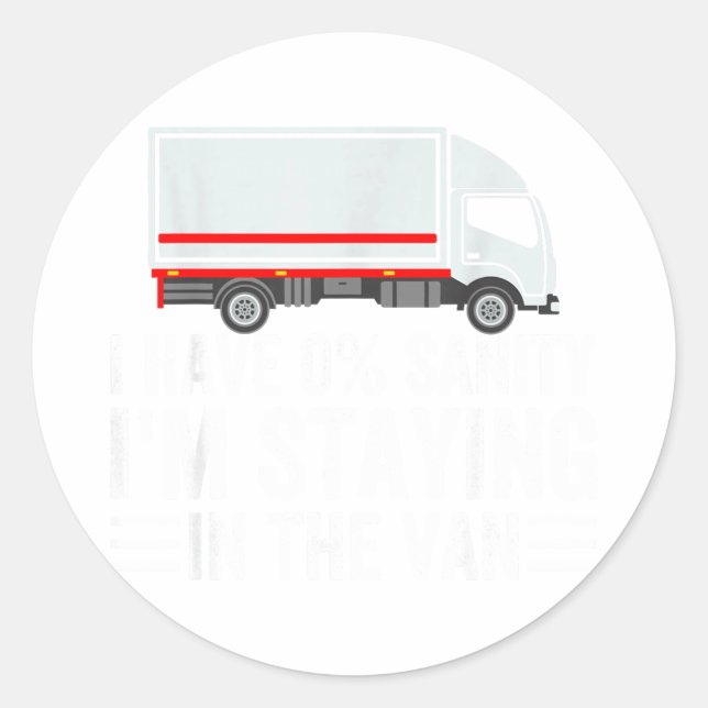 Sticker Rond Drôle je reste dans la camionnette Phasmophobia Ga (Devant)