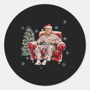 Sticker Rond Drôle, je serai à la maison pour Noël Humoristique