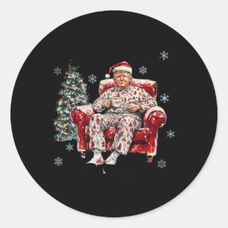 Sticker Rond Drôle, je serai à la maison pour Noël Humoristique