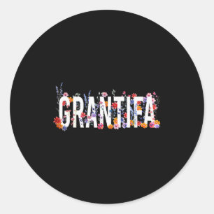 Sticker Rond Drôle Je Suis Grantifa Vintage Floral Femmes