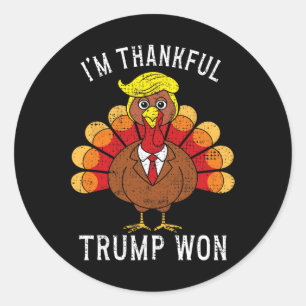 Sticker Rond Drôle, je suis heureux que Trump ait réussi à rame