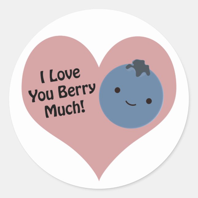 Sticker Rond Drôle Je T'Aime Berry Beaucoup mignon Kawaii Blueb (Devant)