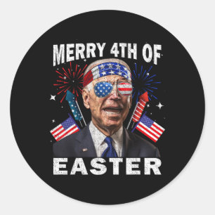 Sticker Rond Drôle Joe Biden 4 juillet Chemise Merry 4th Of Eas