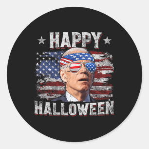 Sticker Rond Drôle Joe Biden 4 juillet heureux Halloween Amériq
