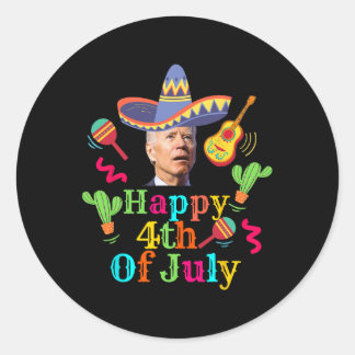 Sticker Rond Drôle Joe Biden Heureux 4 juillet Surprise Cinco D