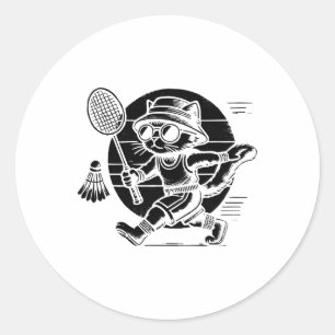 Sticker Rond Drôle Joueur Badminton Love Shuttle Design 25