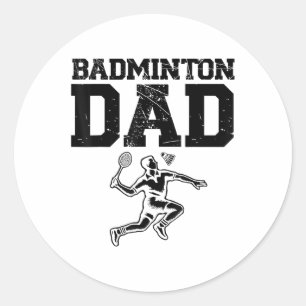 Sticker Rond Drôle Joueur Badminton Love Shuttle Design 9