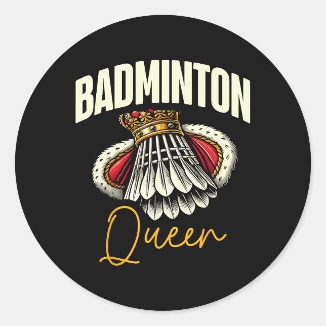 Sticker Rond Drôle Joueur Dminton Love Shuttle Design 11 (Devant)