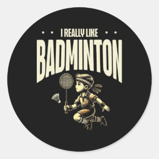 Sticker Rond Drôle Joueur Dminton Love Shuttle Design 4