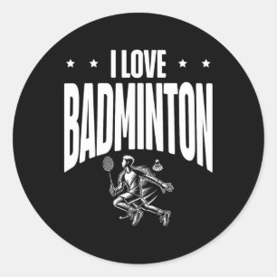 Sticker Rond Drôle Joueur Dminton Love Shuttle Design 7