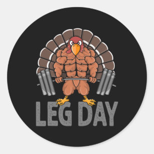 Sticker Rond Drôle Jour de la Jambe Thanksgiving Turquie DeadLe