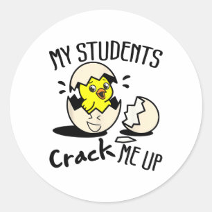Sticker Rond Drôle Jour de Pâques Oeuf Chick Enseignant Mes élè
