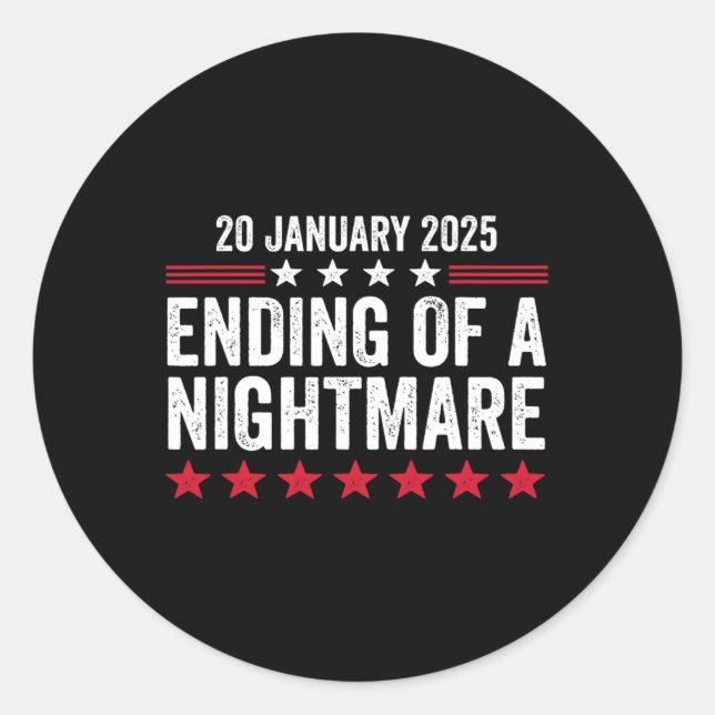 Sticker Rond Drôle Jour D'Inauguration Fin D'Une Nuit Effrayant (Devant)