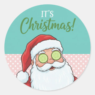 Sticker Rond Drôle journée de détente Noël Spa Santa