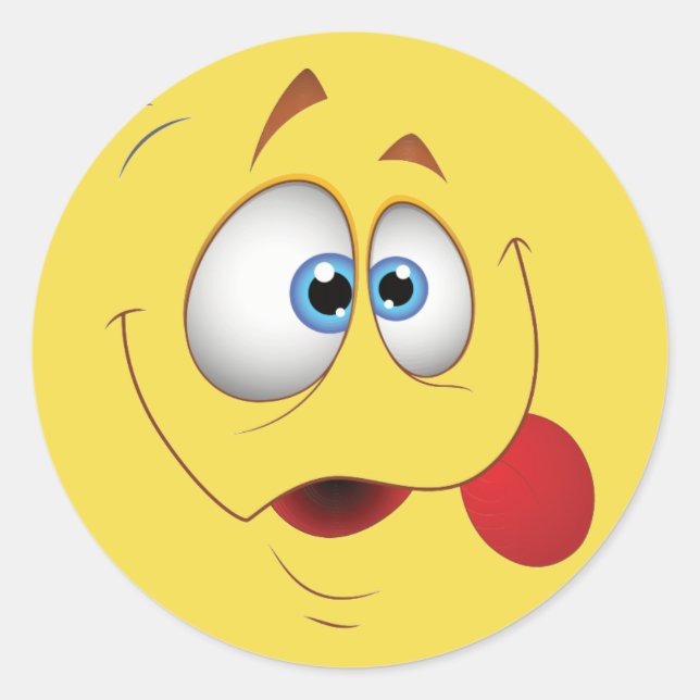 Sticker Rond Drôle Joyeux Visage Bleu yeux (Devant)