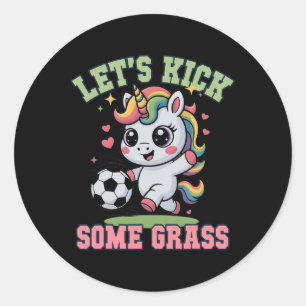 Sticker Rond Drôle Kickons du Gr Football Licorne Joue Maman C