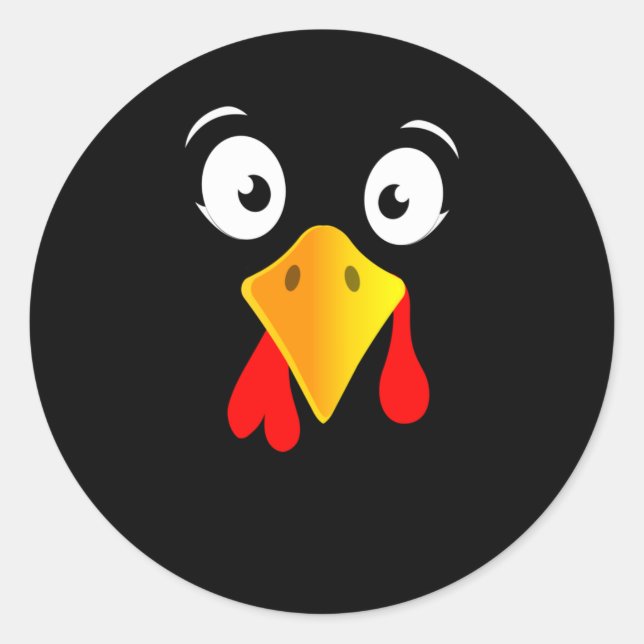 Sticker Rond Drôle la Turquie face Thanksgiving Day (Devant)