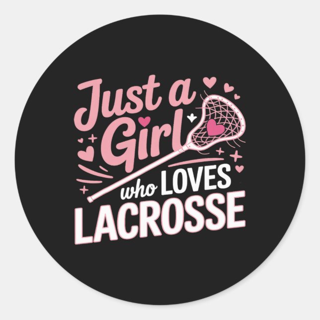 Sticker Rond Drôle Lacrosse Lax Joueuse Graphiste Filles Femmes (Devant)