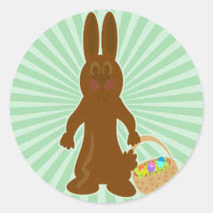 Sticker Rond Drôle lapin au chocolat