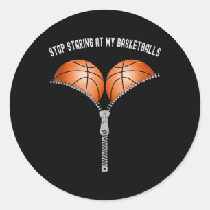 Sticker Rond Drôle Les Femmes De Basket-Ball Cessent De Se Pose