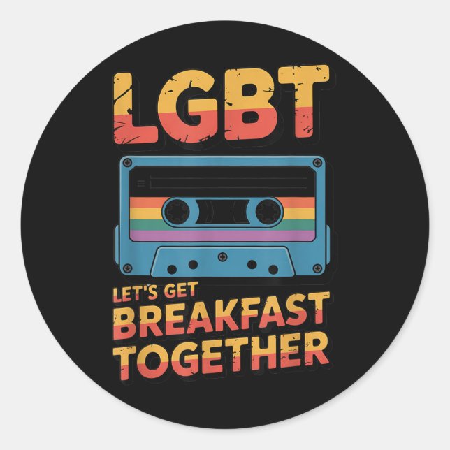 Sticker Rond Drôle Lgbt Allons Déjeuner Ensemble _2  (Devant)