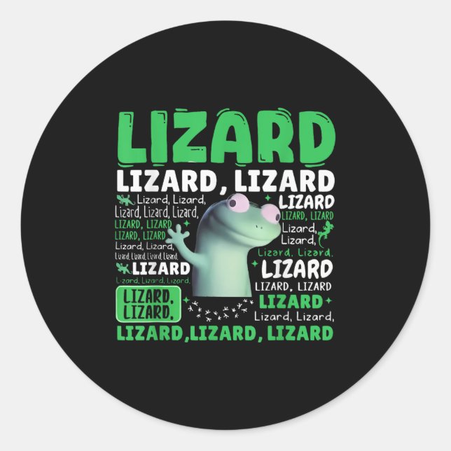 Sticker Rond Drôle Lizard Mème Animal Femmes Hommes _3 (Devant)