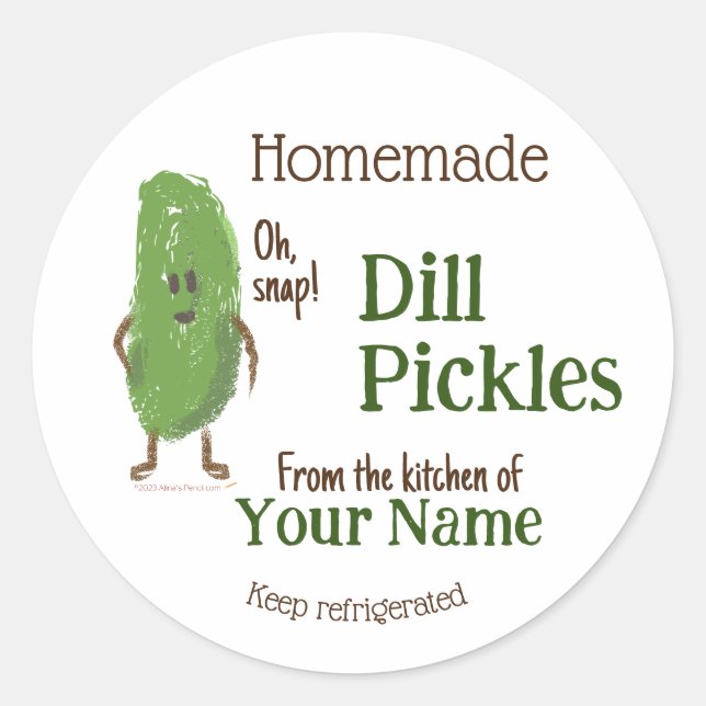 Sticker Rond Drôle maison Dill Picks Votre nom Concombre (Devant)