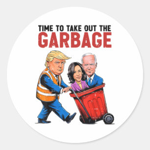 Sticker Rond Drôle Mega Trump Président 2024 Le Temps De Sortir