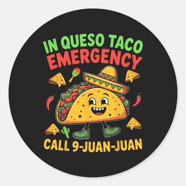 Sticker Rond Drôle Mème Cinco De Mayo Fiest Taco Mexicain (Devant)
