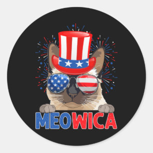 Sticker Rond Drôle Meowica Siamois Chaton Amoureux Propriétaire