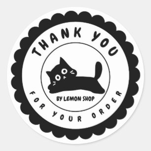 Sticker Rond Drôle Merci de chat noir Personnaliser circulaire