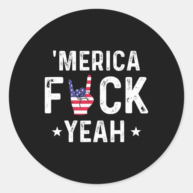 Sticker Rond Drôle Merica Ouais 4 juillet  (Devant)
