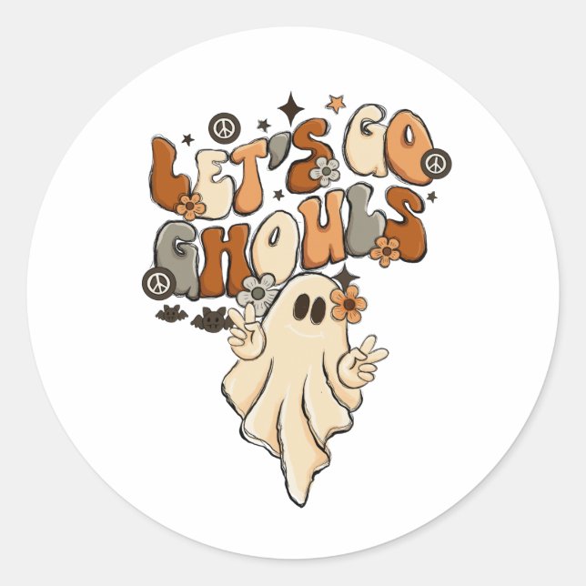 Sticker Rond Drôle mignon Allons Gouls Halloween Automne Automn (Devant)