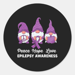 Sticker Rond Drôle mignon Gnomes Paix espoir amour épilepsie