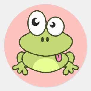 Sticker Rond Drôle mignon grenouille enfants dessin animé