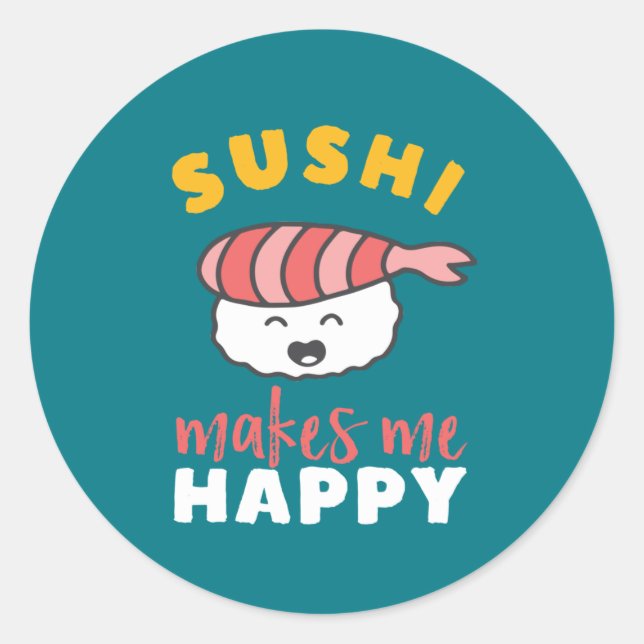 Sticker Rond Drôle mignon Kawaii Sushi Japonais Amateur de nour