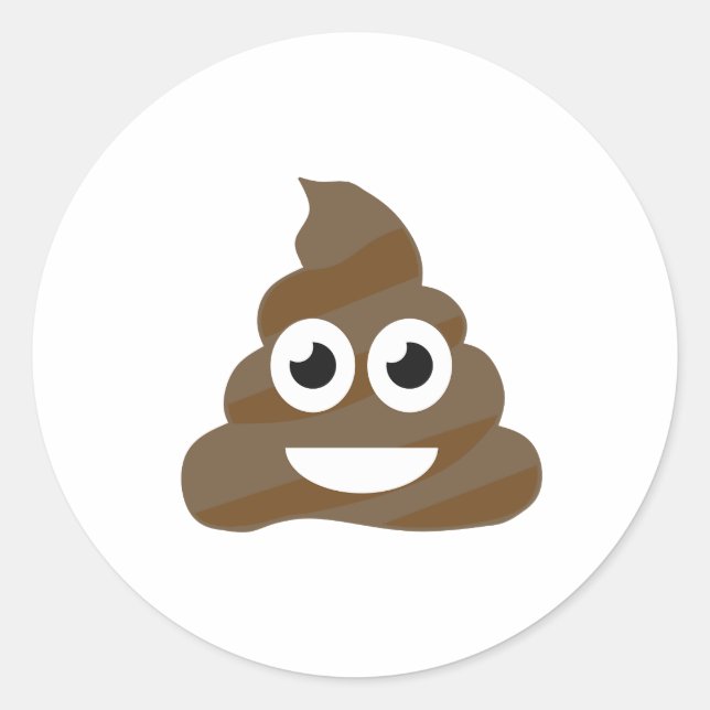 Sticker Rond Drôle mignon Poop Emoji (Devant)