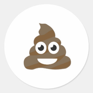 Sticker Rond Drôle mignon Poop Emoji
