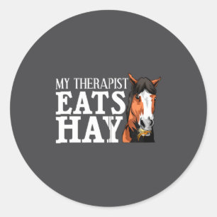 Sticker Rond Drôle Mon Therast Mange Du Foin Cadeau Pour Cavali