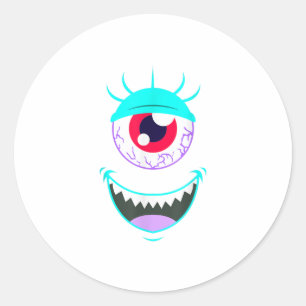 Sticker Rond Drôle monstre d'horreur Eyeball visage Halloween