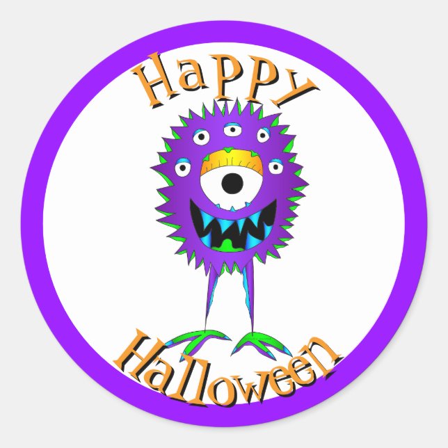 Sticker Rond Drôle, Monstre, Halloween (Devant)