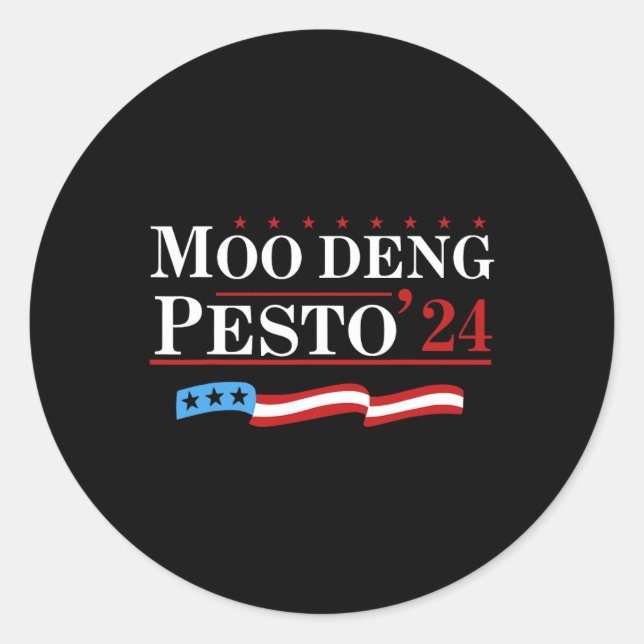 Sticker Rond Drôle Moo Deng Pesto 24 Penguin Ba (Devant)