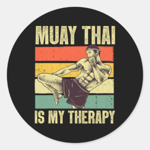 Sticker Rond Drôle Muay Design Thaï Hommes Femmes Enfants Muay 