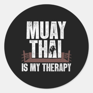 Sticker Rond Drôle Muay Design Thaï Hommes Femmes Enfants Muay