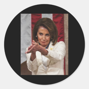 Sticker Rond Drôle Nancy Pelosi Clap Back Anti Trump meme Tee
