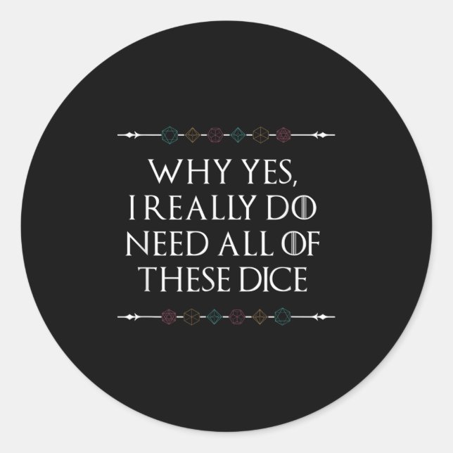 Sticker Rond Drôle Nerdy Jeu D20 Rpg Dice Dire Graphique de dev (Devant)