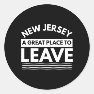 Sticker Rond Drôle New Jersey Un Endroit Super Pour Partir Fun
