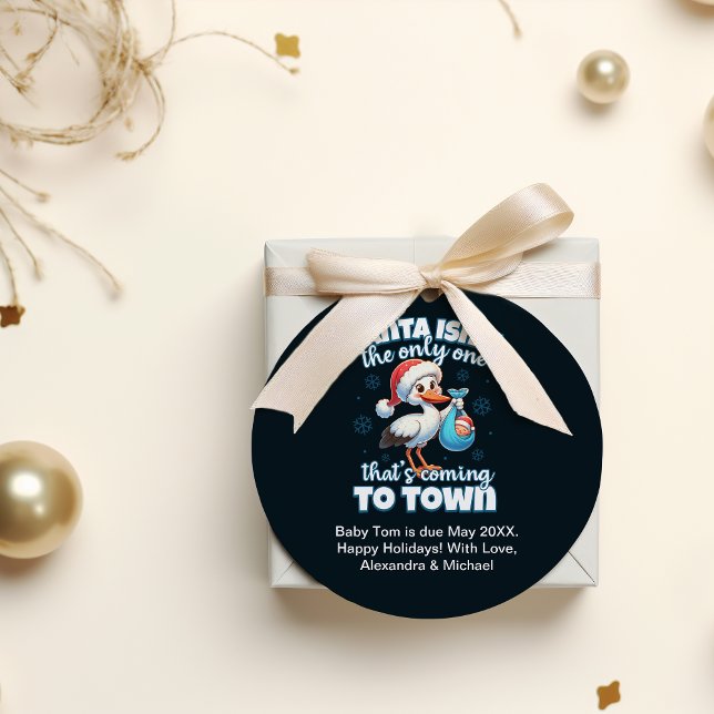 Sticker Rond Drôle Noël bébé Faire-part de grossesse (Créateur téléchargé)