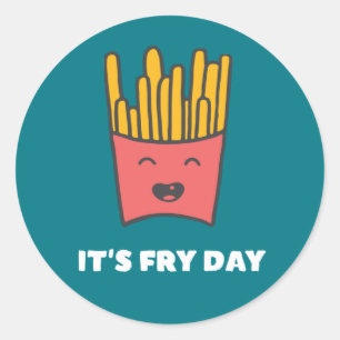 Sticker Rond Drôle Nourriture Fries Humour C'est Frise Day