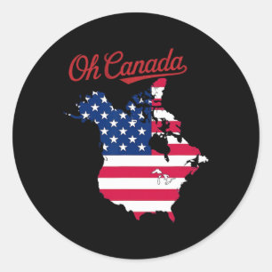 Sticker Rond Drôle Oh Canada Drôle Trump Carte De Usa 1
